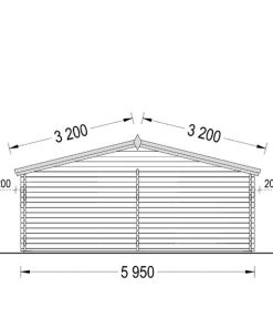 Medinis garažas 36m², (6mx6m), 44 mm