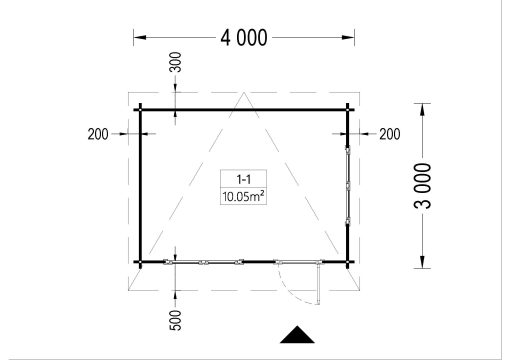 Sodo namelis DREUX plokščiu stogu DREUX 12m², 44mm