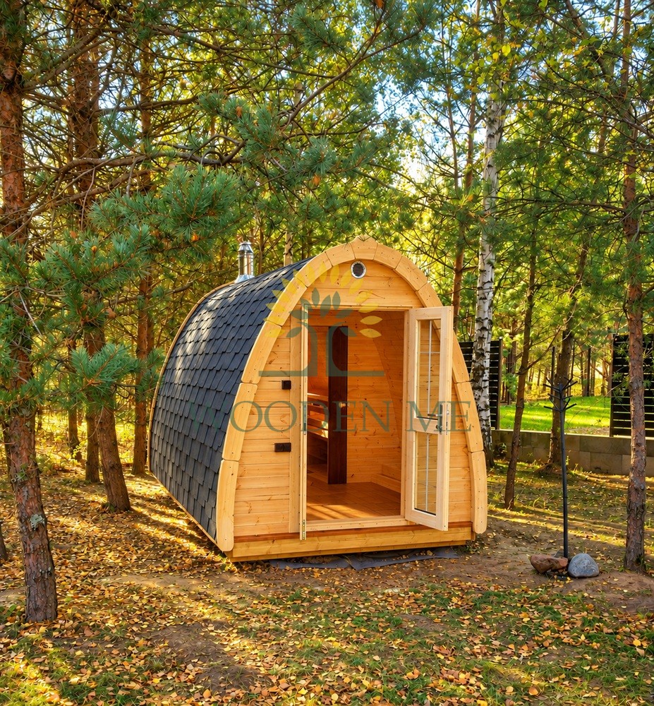 Sauna po 2.4x3.5 m pine Pirties kapsulė 3.5 m (Sauna Pod)