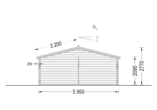 Dvivietis medinis garažas Angaras 48m² (5.95m x 8.m)