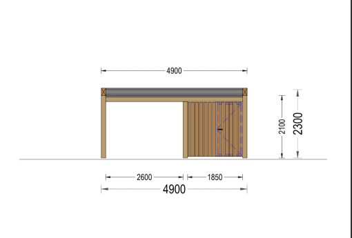 Stoginė su priestatu ir šonine siena LUNA F PLUS (4,9×5,6 m)