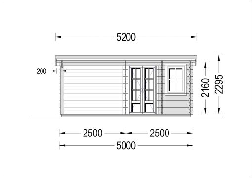 Sodo namelis KATERINA (28 mm), 5×3 m, 7.5 m² + 7.5 m² 