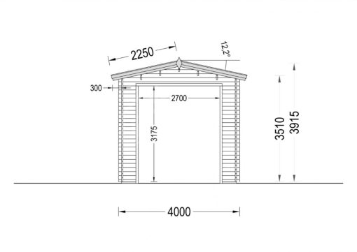 Garažas kemperiui (44 mm), 4 × 8 m, 32 m²