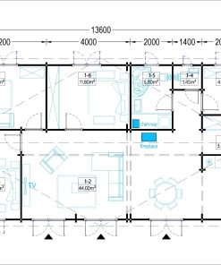 Medinis vasarnamis JULIA (66 mm), 103 m² - Planas