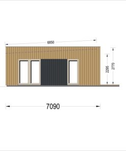 Medinis vasarnamis su apvalkalu KAYA 3 (44 mm + apkalimas), 70 m²