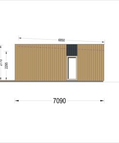 Medinis vasarnamis su apvalkalu KAYA 3 (44 mm + apkalimas), 70 m²