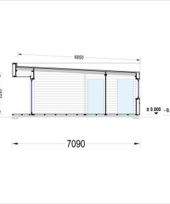 Medinis vasarnamis su apvalkalu KAYA 3 (44 mm + apkalimas), 70 m²