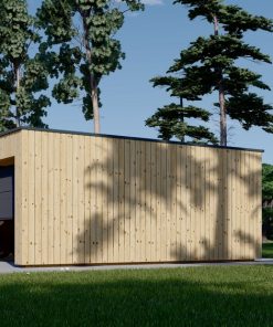 Garažas su plokščiu stogu SILVIA DUO F (34 mm + medinė apdaila), 6×6 m, 36 m²