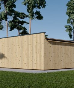 Garažas su plokščiu stogu SILVIA DUO F (34 mm + medinė apdaila), 6×6 m, 36 m²