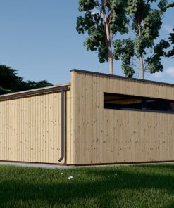 Garažas su plokščiu stogu SILVIA DUO F (34 mm + medinė apdaila), 6×6 m, 36 m²