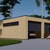 Garažas su plokščiu stogu SILVIA DUO F (34 mm + medinė apdaila), 6×6 m, 36 m²