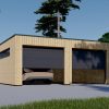 Garažas su plokščiu stogu SILVIA DUO F (34 mm + medinė apdaila), 6×6 m, 36 m²