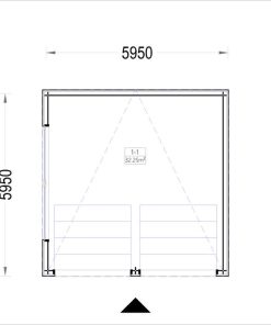 Garažas su plokščiu stogu SILVIA DUO F (34 mm + medinė apdaila), 6×6 m, 36 m²