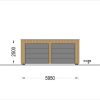 Garažas su plokščiu stogu SILVIA DUO F (34 mm + medinė apdaila), 6×6 m, 36 m²