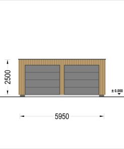 Garažas su plokščiu stogu SILVIA DUO F (34 mm + medinė apdaila), 6×6 m, 36 m²
