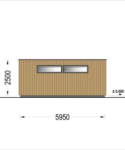 Garažas su plokščiu stogu SILVIA DUO F (34 mm + medinė apdaila), 6×6 m, 36 m²