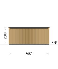 Garažas su plokščiu stogu SILVIA DUO F (34 mm + medinė apdaila), 6×6 m, 36 m²