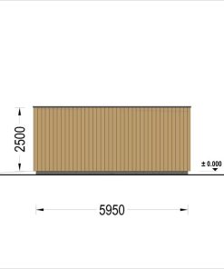 Garažas su plokščiu stogu SILVIA DUO F (34 mm + medinė apdaila), 6×6 m, 36 m²